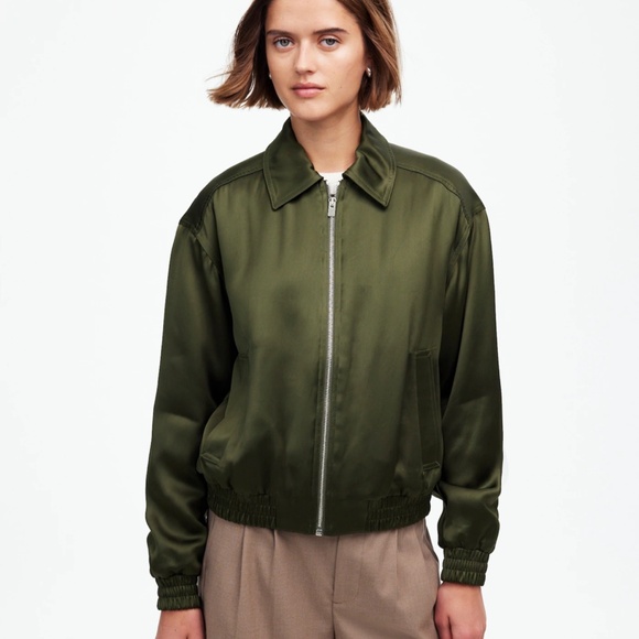 New MADEWELL Size S Relaxed Zip-Front Bomber Jacket Mossy Umber NT115 - Picture 2 of 6